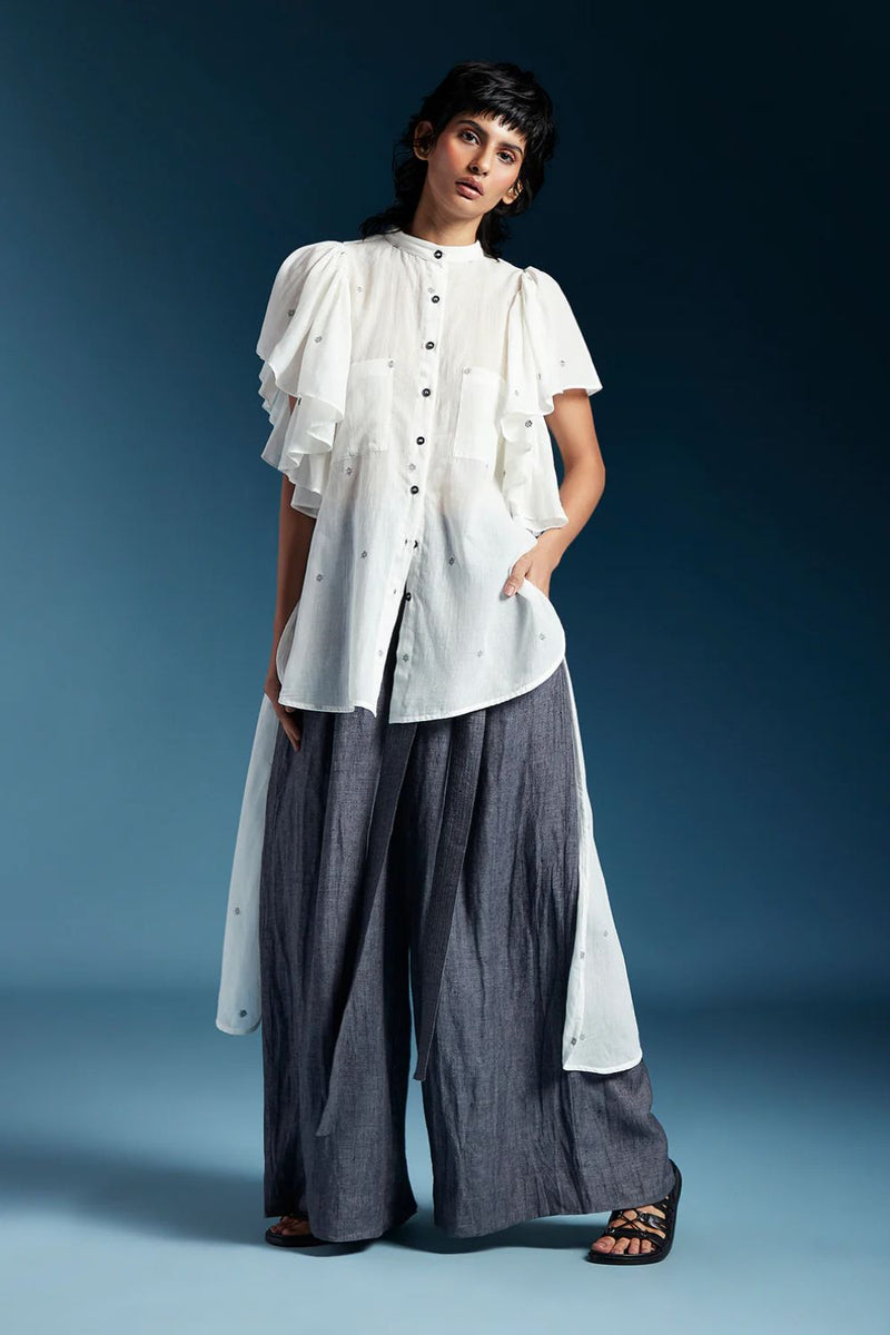 Aliza Shirt-White cotton by Chola in white color for women Worldwide