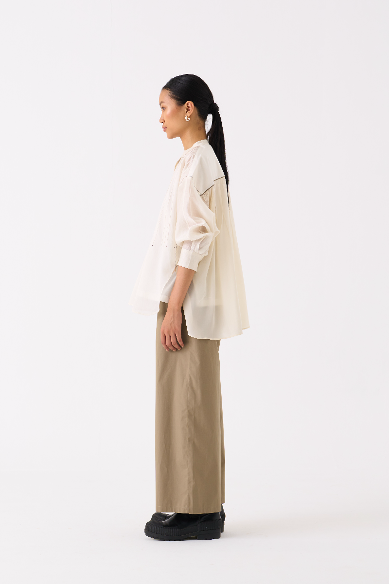 BAT SLEEVE TOP 
- IVORY chanderi by THREE in ivory color for women Worldwide