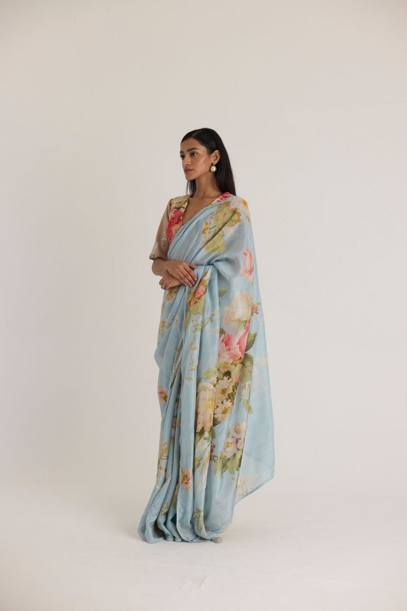 TAFFY SILK SAREE silk by Yam in blue color for women Worldwide