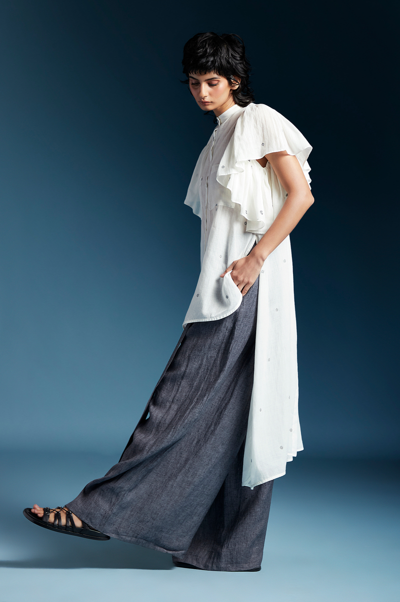 Aliza Shirt-White cotton by Chola in white color for women Worldwide