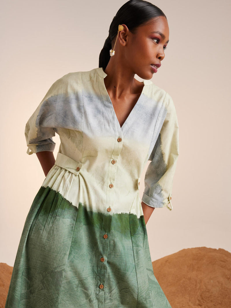 Button Down Dress-Earth cotton Dress by CORD for women Worldwide