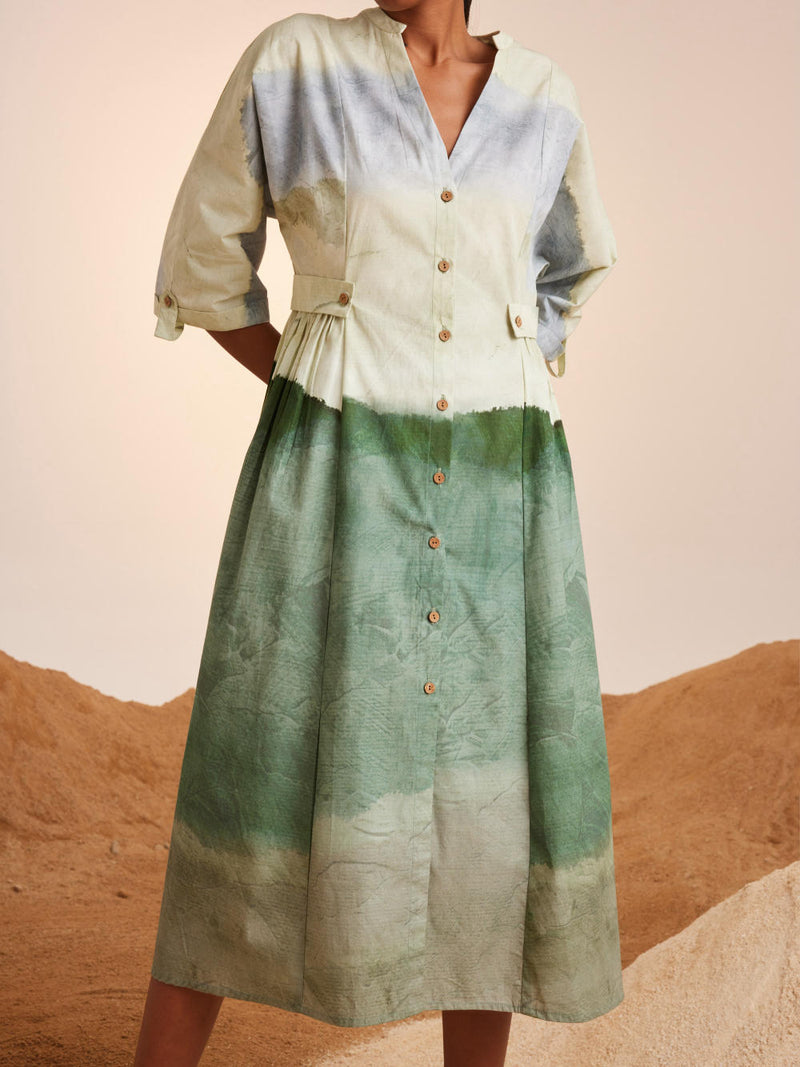 Button Down Dress-Earth cotton Dress by CORD for women Worldwide