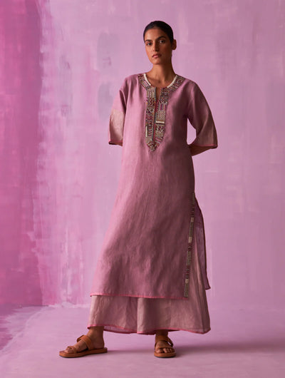 Mato Hand-Embroidered Kurta Set - Lavender