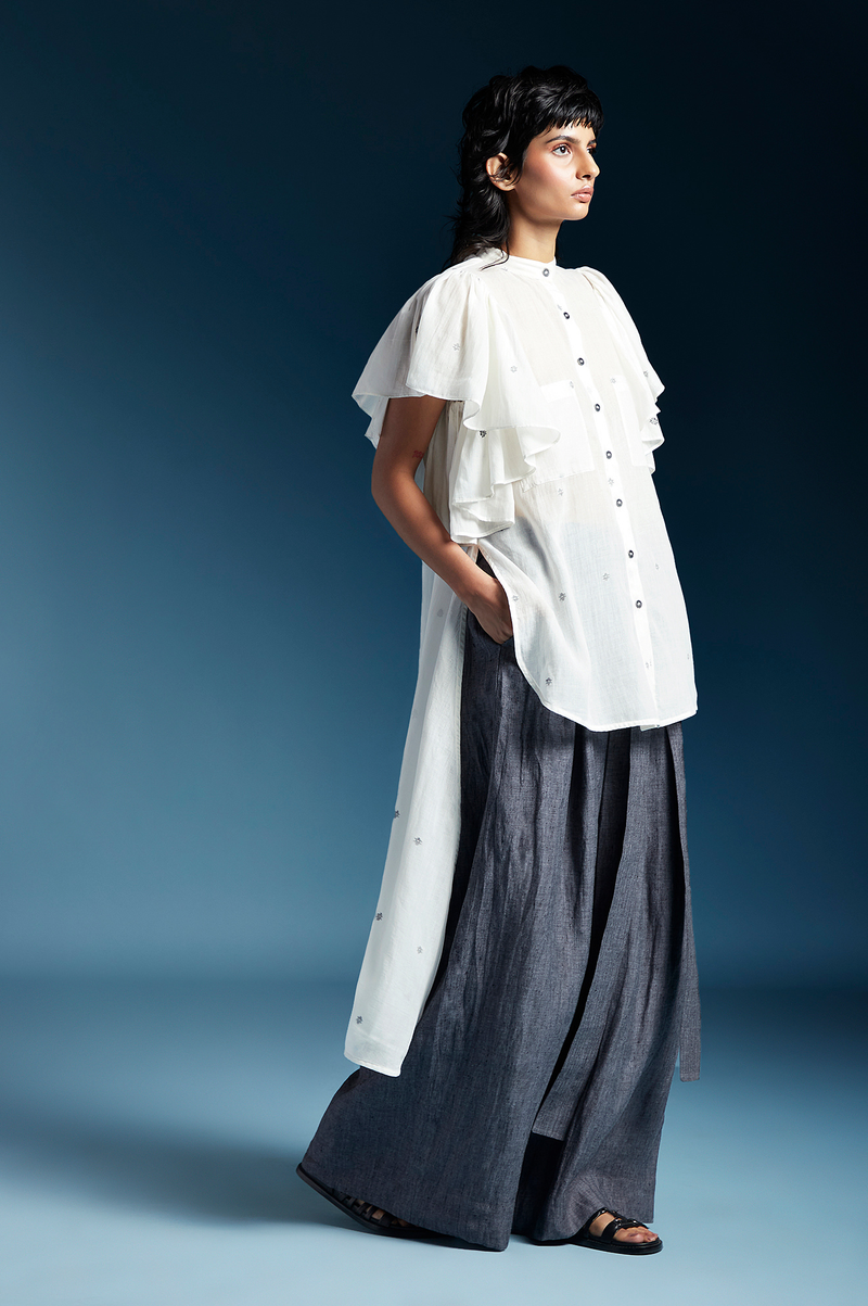Aliza Shirt-White cotton by Chola in white color for women Worldwide
