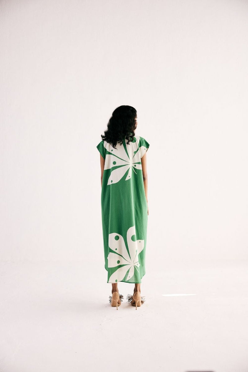 MAPLE LEAF SHIRT DRESS cotton by Khara Kapas in green for women Worldwide