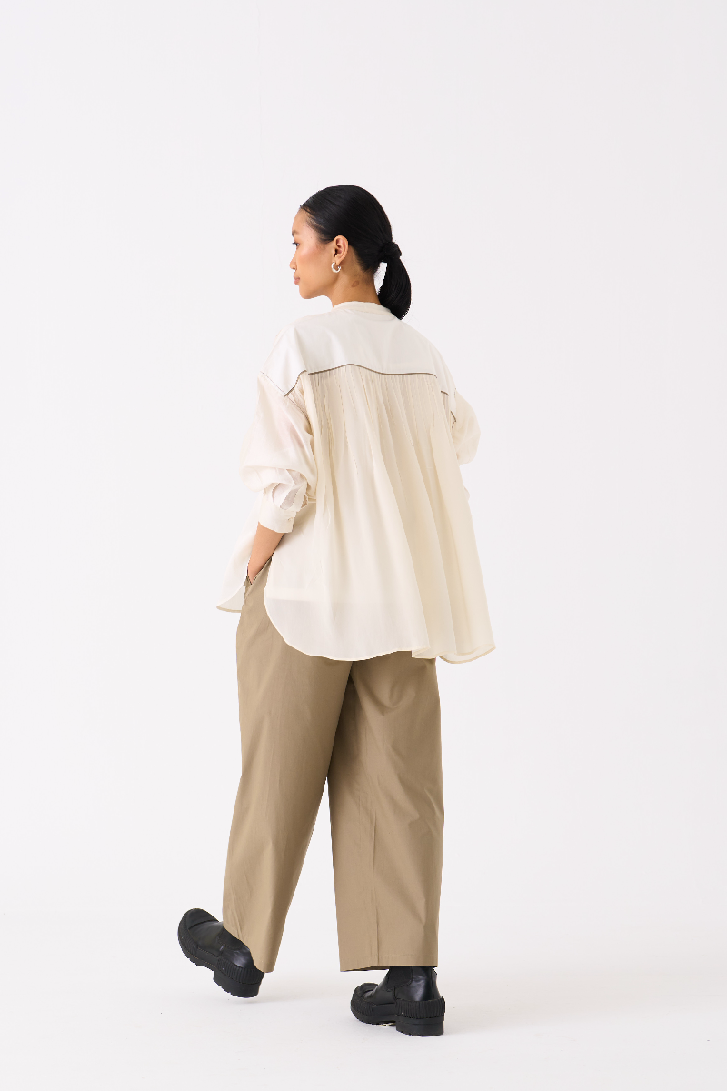 BAT SLEEVE TOP 
- IVORY chanderi by THREE in ivory color for women Worldwide