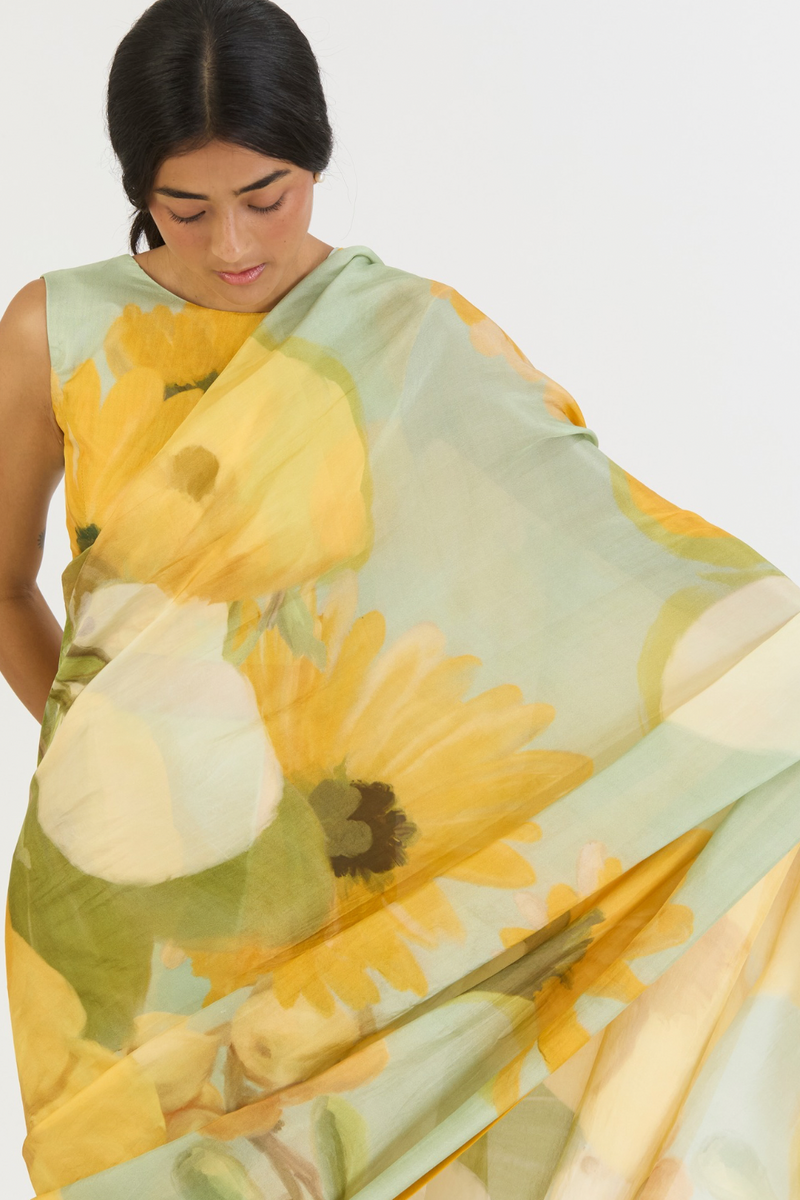 LEMONADE SAREE silk by Yam in yellow color for women Worldwide