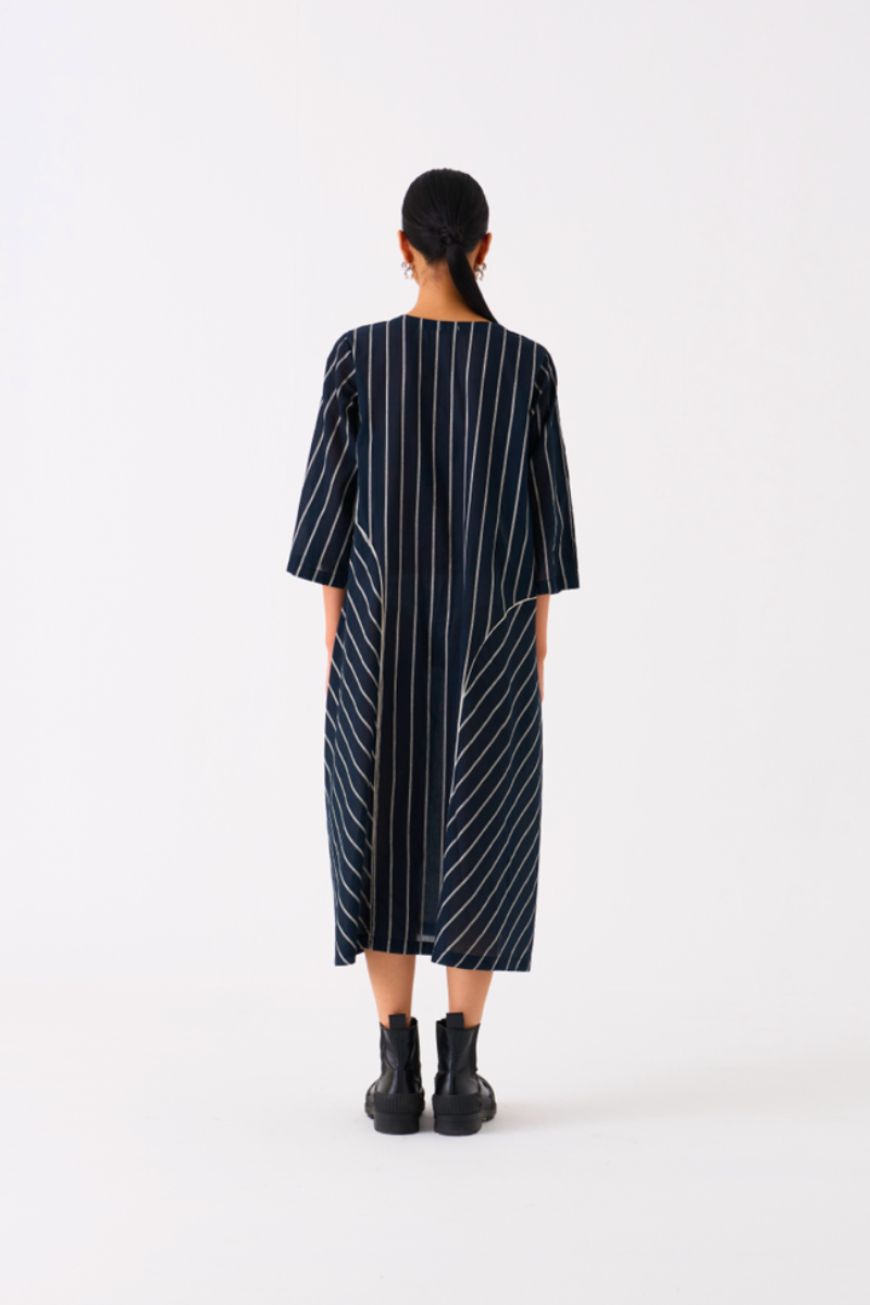 ALL STRIPE DRESS-BLACK STRIPE mul by THREE in black color for women Worldwide