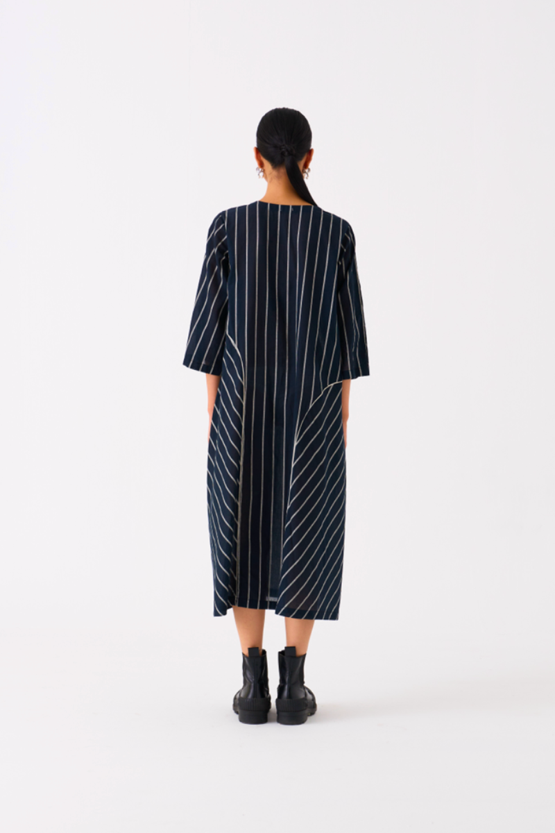 ALL STRIPE DRESS-BLACK STRIPE