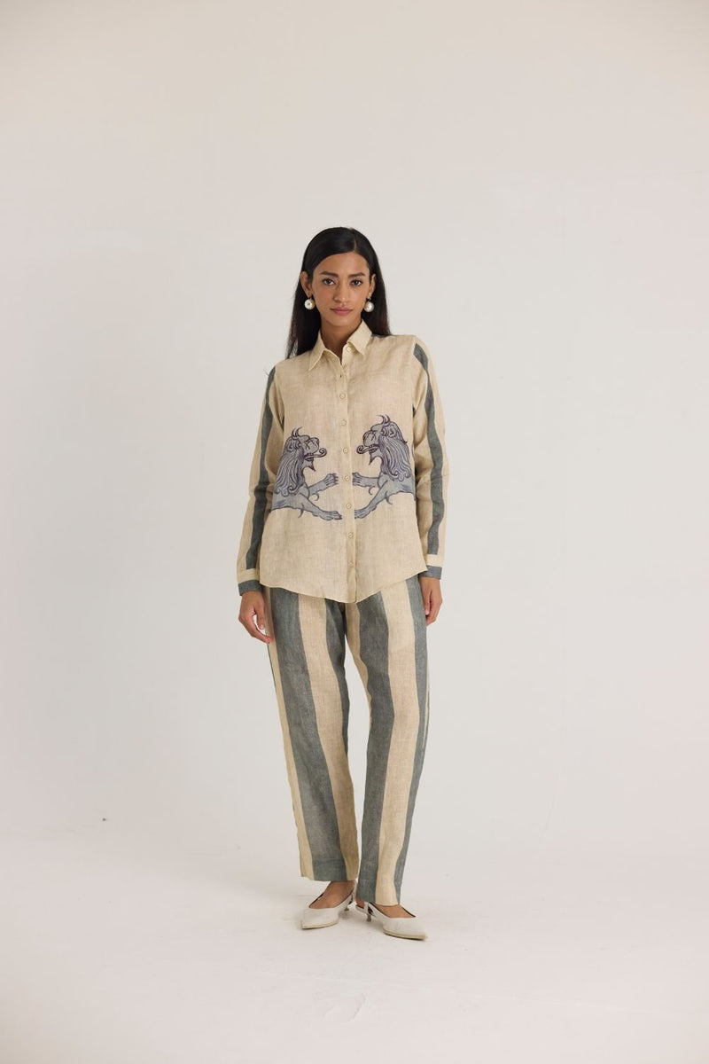 PAWS LINEN CO-ORD SET by Yam in white color for women Worldwide
