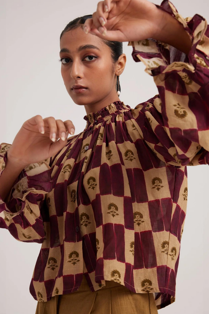 Elsa Top-Stamp Checks cotton by CORD for women Worldwide