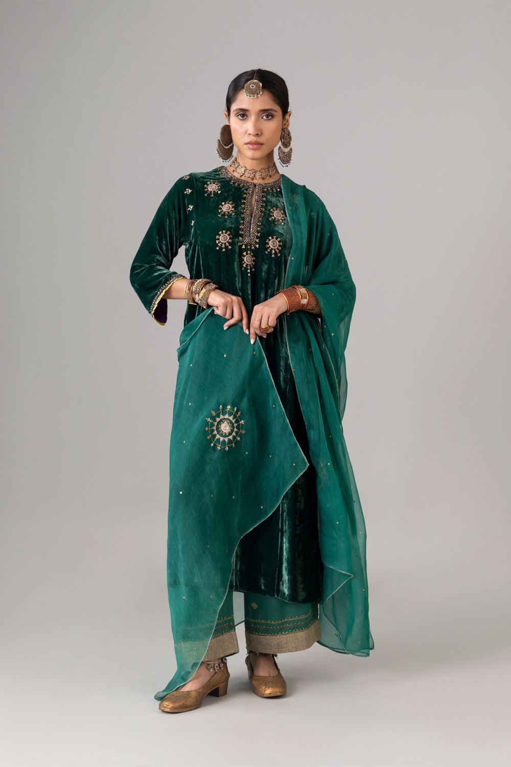 Phul Green Dupatta