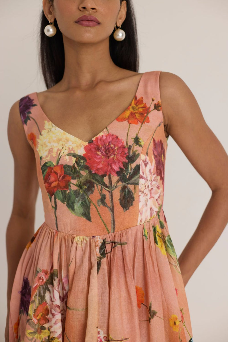 BUTTERCUP DRESS cotton by Yam in peach color for women Worldwide