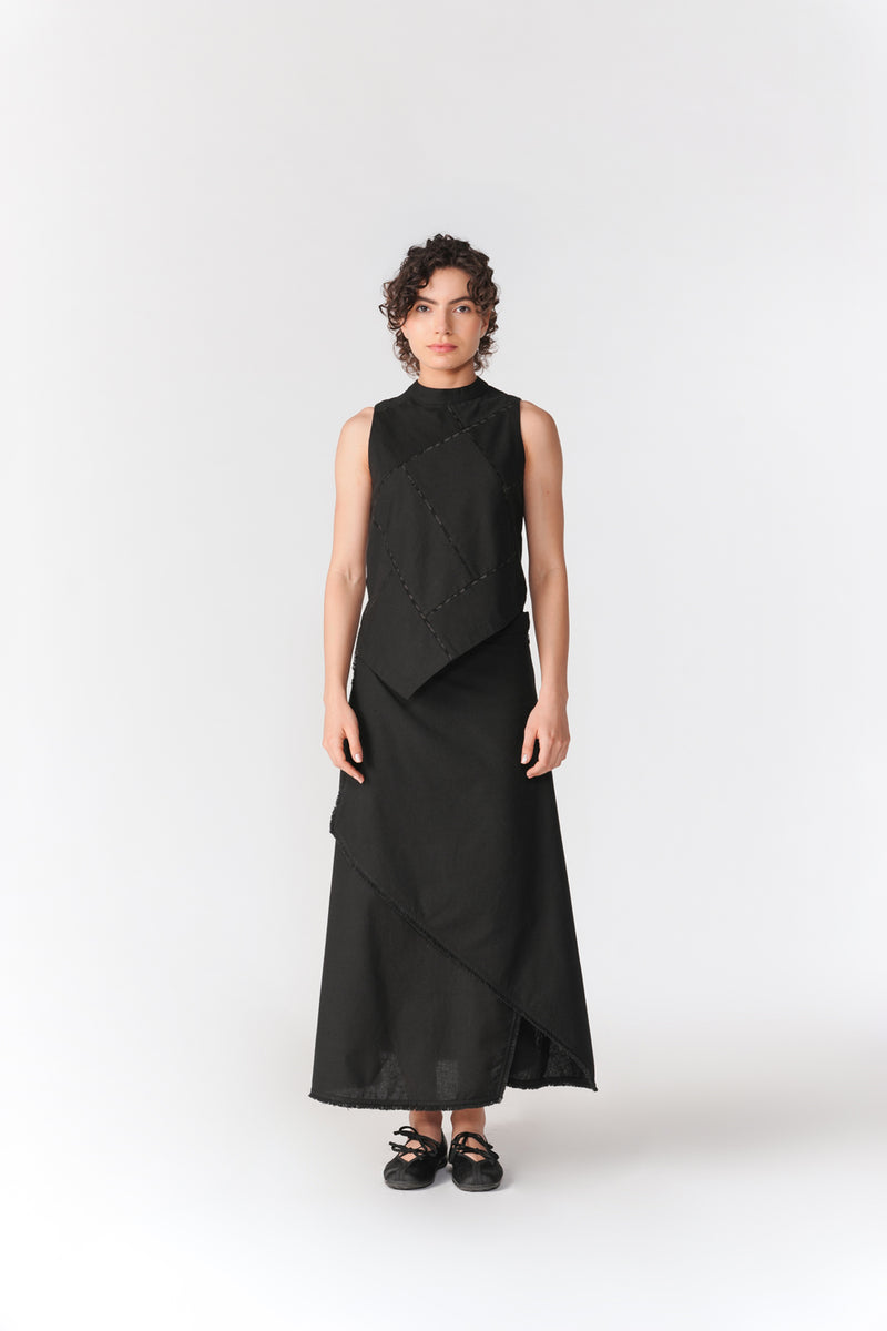 Patchwork Asymmetric Hem Top top/shirt by Turn Black in black for women Worldwide