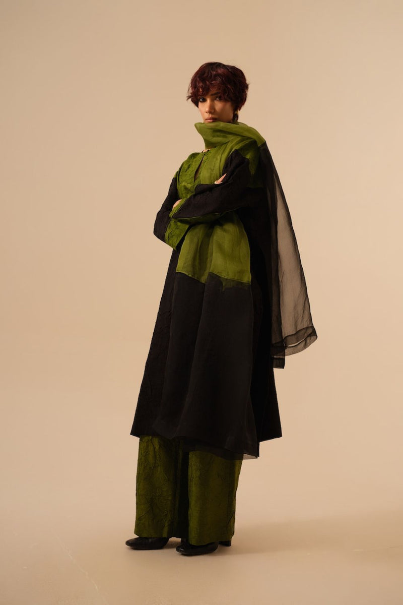 Halo Scarf-Black + Jade silk organza scarf by Stoique in black for women Worldwide