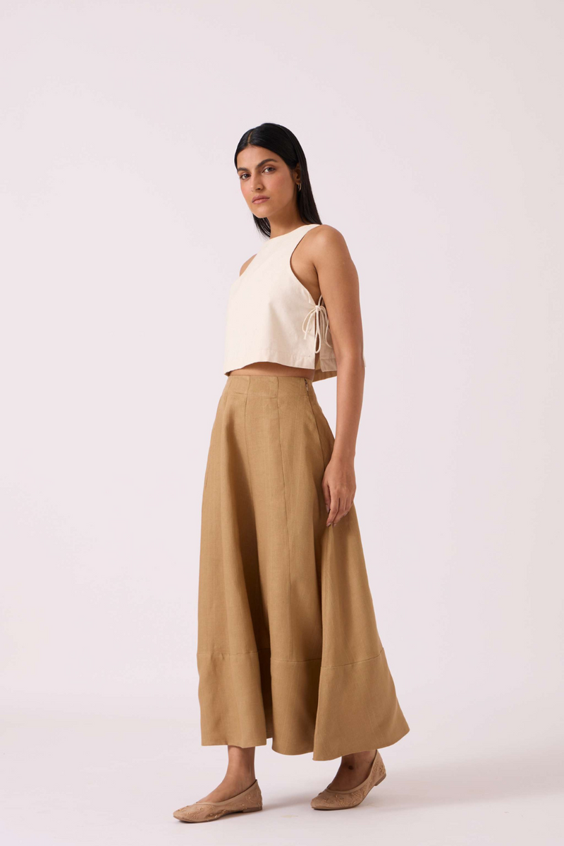 Marner Tan Linen Skirt by The Summer House for women Worldwide