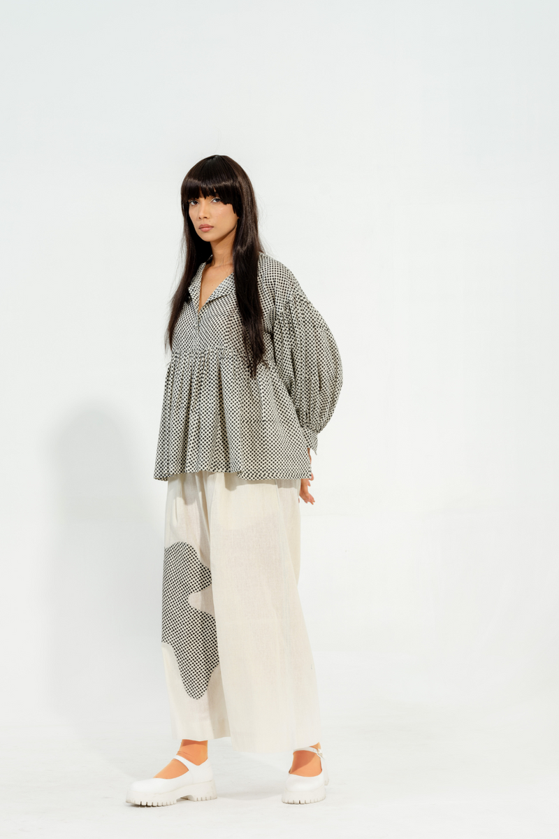 Camphor Top cotton muslin tops and shirts by Stoique in natural, black for women Worldwide