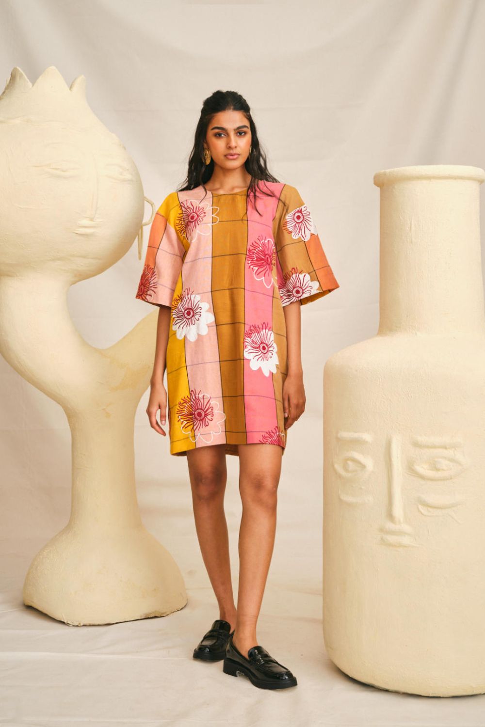 Aipan Handwoven Applique Shift Dress