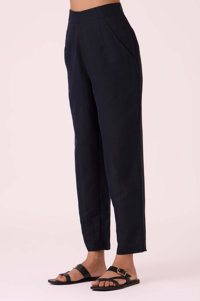 Andrei Black Pants cotton by The Summer House in white color for women Worldwide