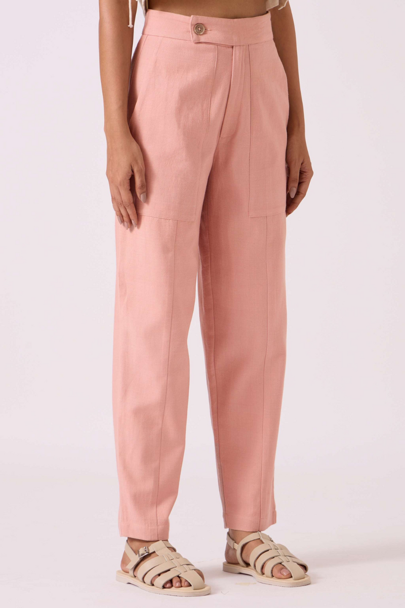 Victory Pink Handwoven Pants cotton by The Summer House in pink color for women Worldwide