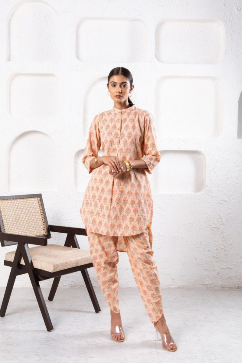 Peach Pansy Dhoti Co-Ord Co-ord Set by Marche in peach color for women Worldwide