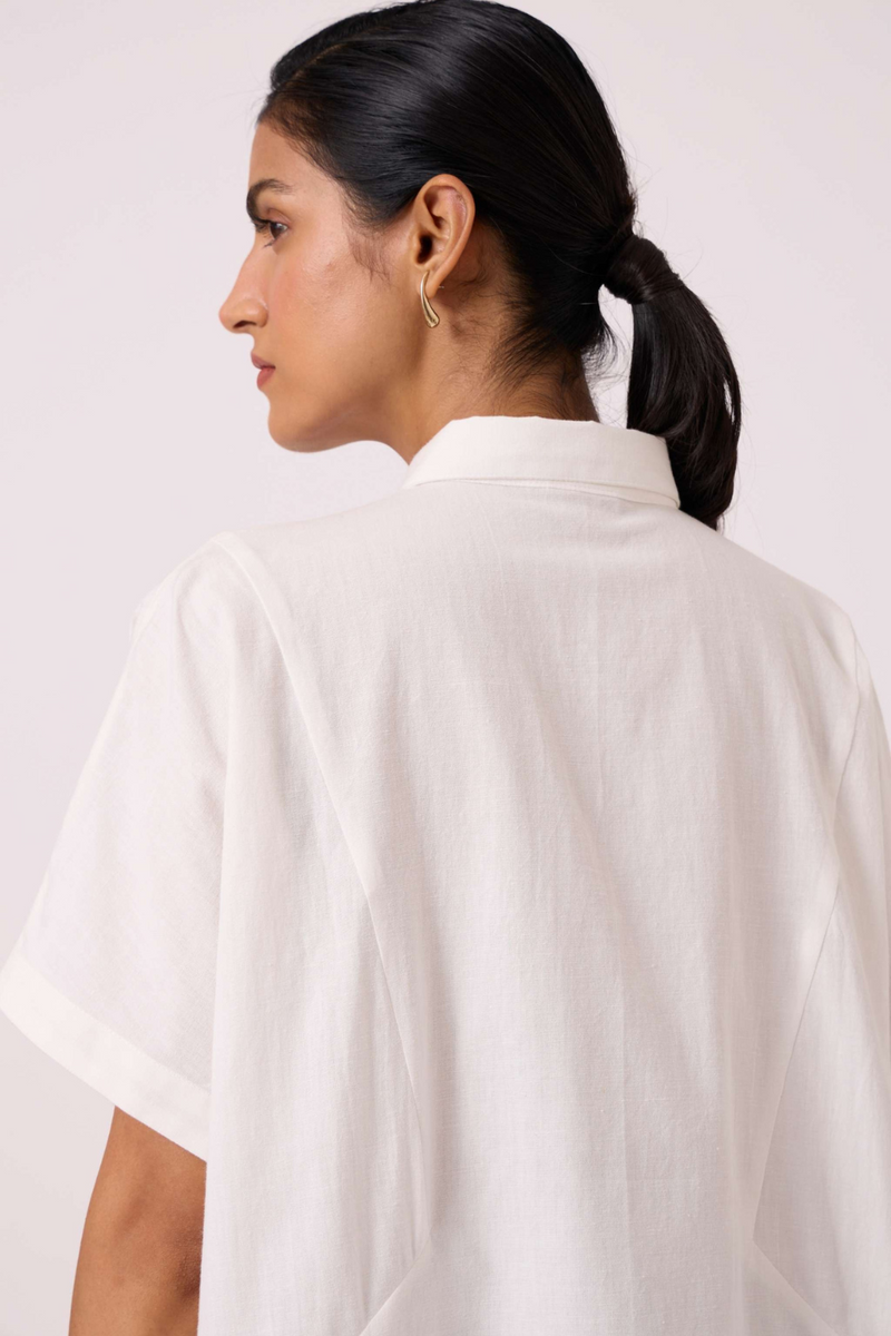 Sibyl Handwoven Embrodiered Shirt cotton by The Summer House in beige color for women Worldwide