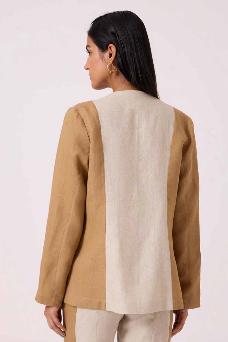 Dimtri Linen Panelled Jacket by The Summer House in beige color for women Worldwide