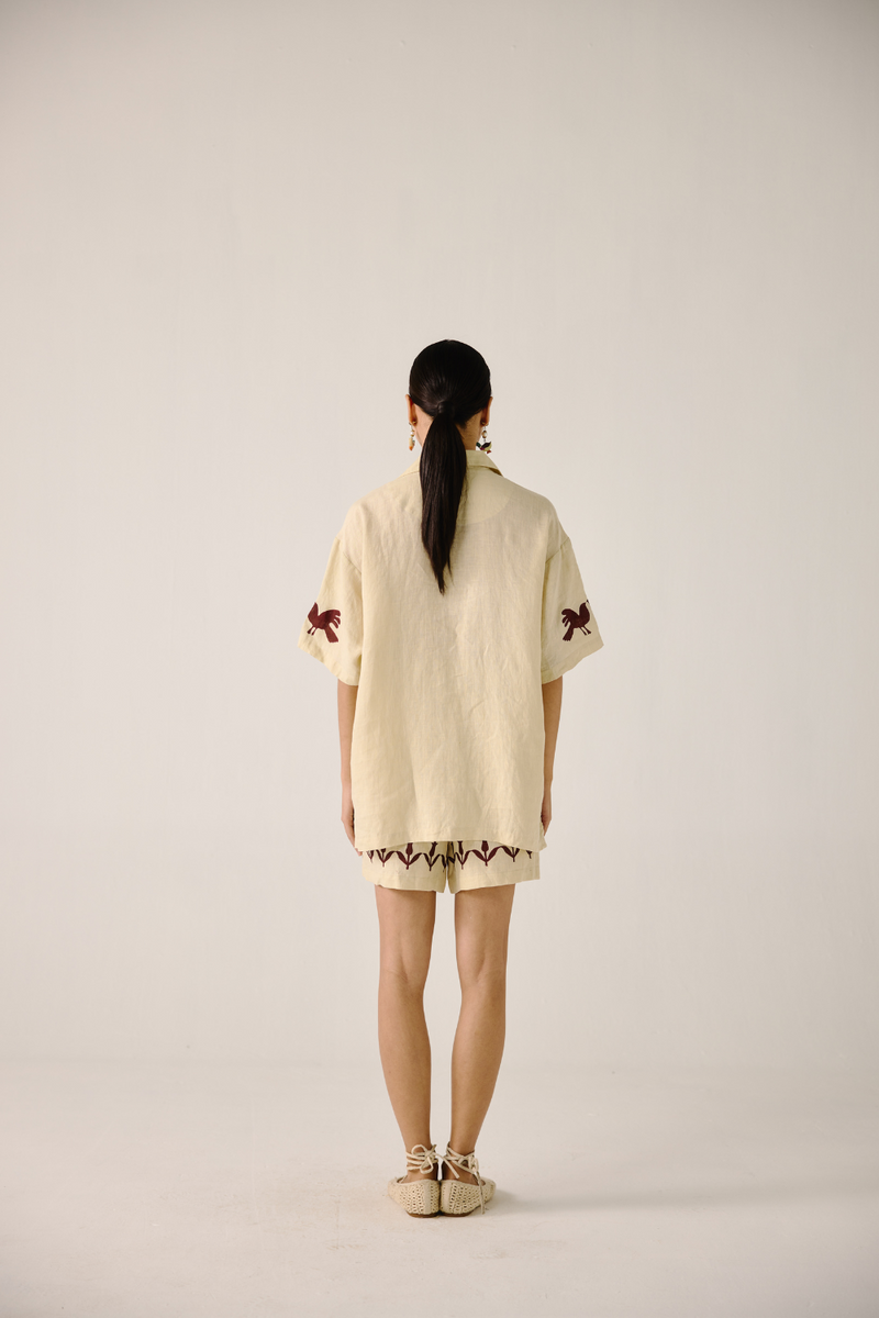 Unisex Shirt - Ivory Bird Applique by CORD in ivory for women Worldwide