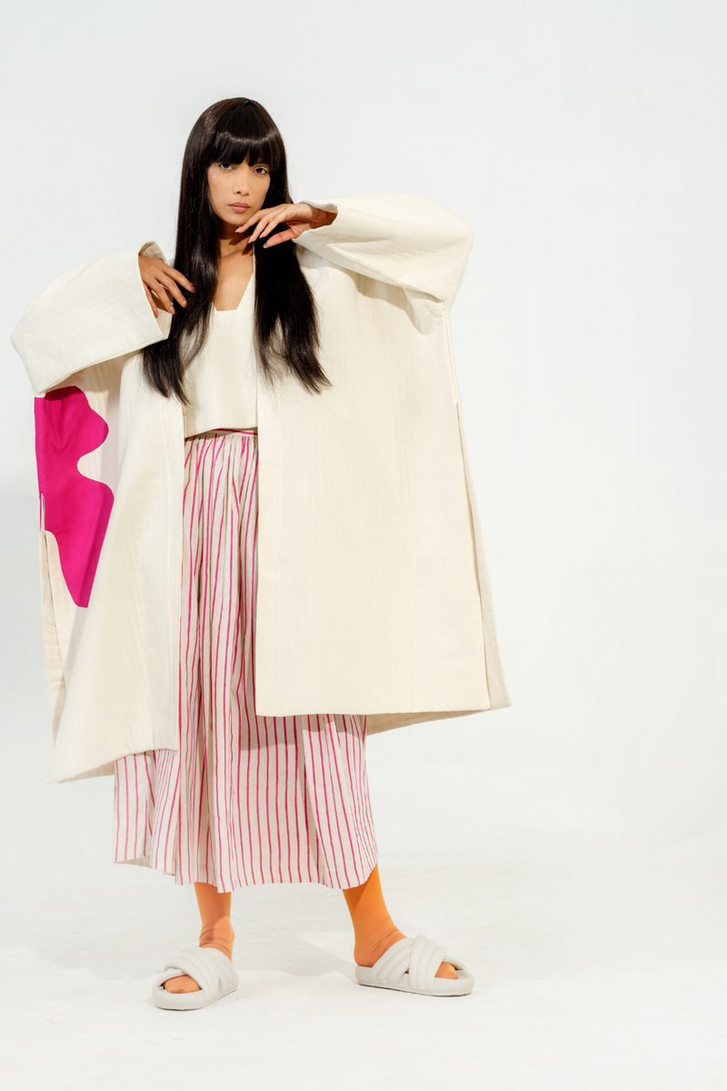 Shitake Jacket cotton matty jackets and overlays by Stoique in natural, pink for women Worldwide