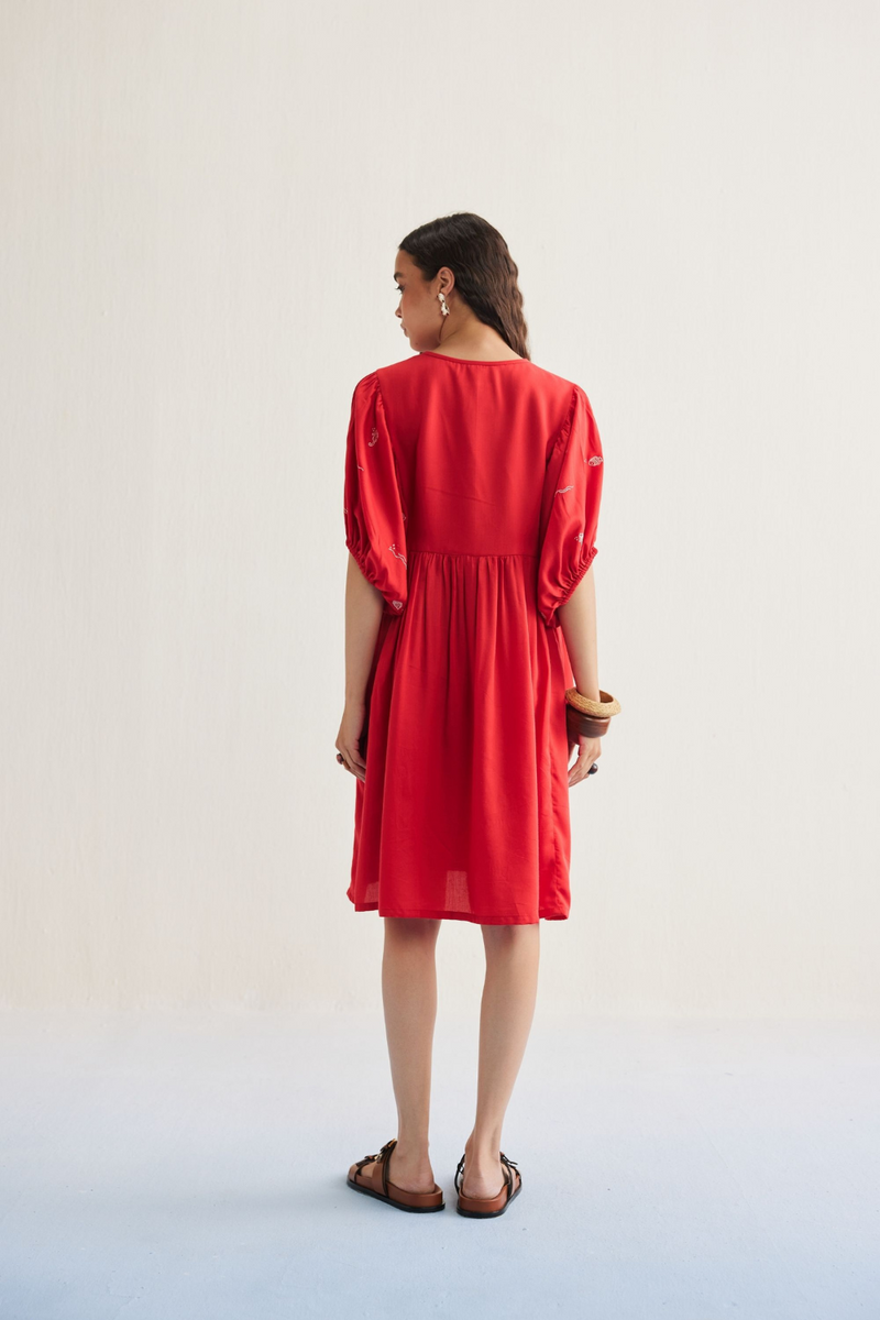 Ocean Wilds Tencel Dress by SUI in red color for women Worldwide