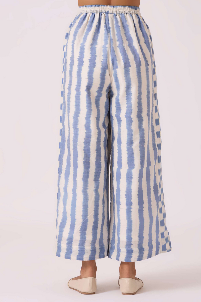 Ivan Blue Striped Ikat Pants cotton by The Summer House in blue color for women Worldwide