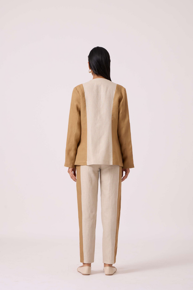 Dimtri Linen Panelled Set by The Summer House in beige color for women Worldwide