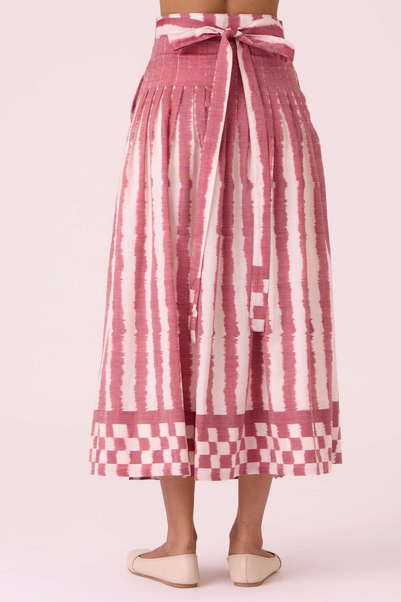Levin Rhubarb Striped Ikat Skirt cotton by The Summer House for women Worldwide