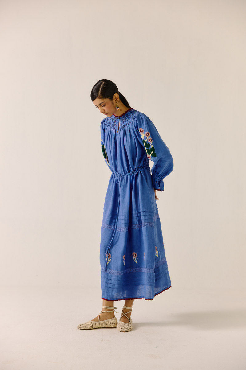 Edith Dress - Electric Blue Pixel Applique by CORD in blue for women Worldwide