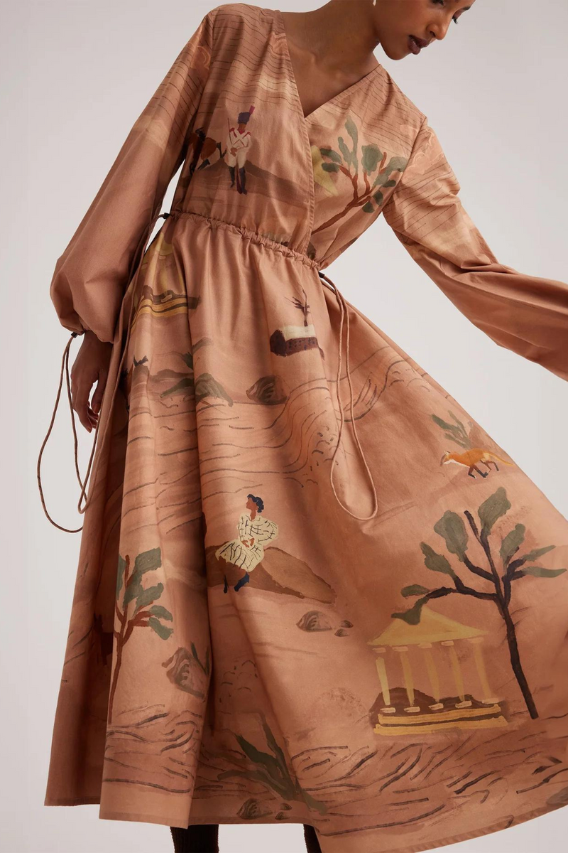 Drawstring Dress-Derby satin by CORD for women Worldwide