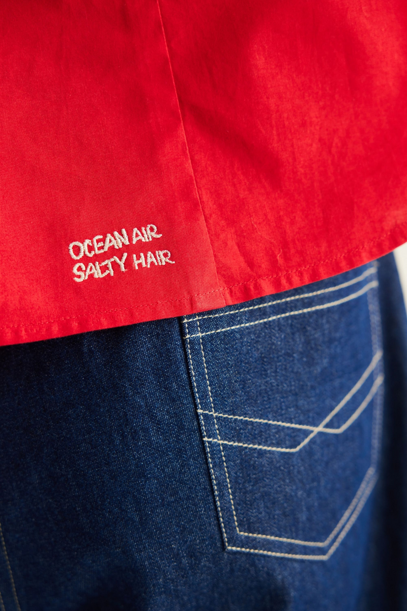 Ocean Air Organic Cotton Top poplin by SUI in red color for women Worldwide