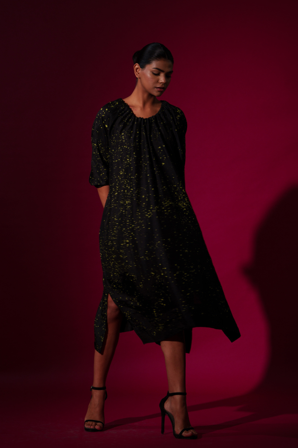 Duality Dress-Black + Leaf Green