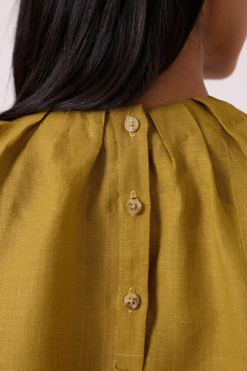 Bourne Olive Linen Top by The Summer House in olive color for women Worldwide