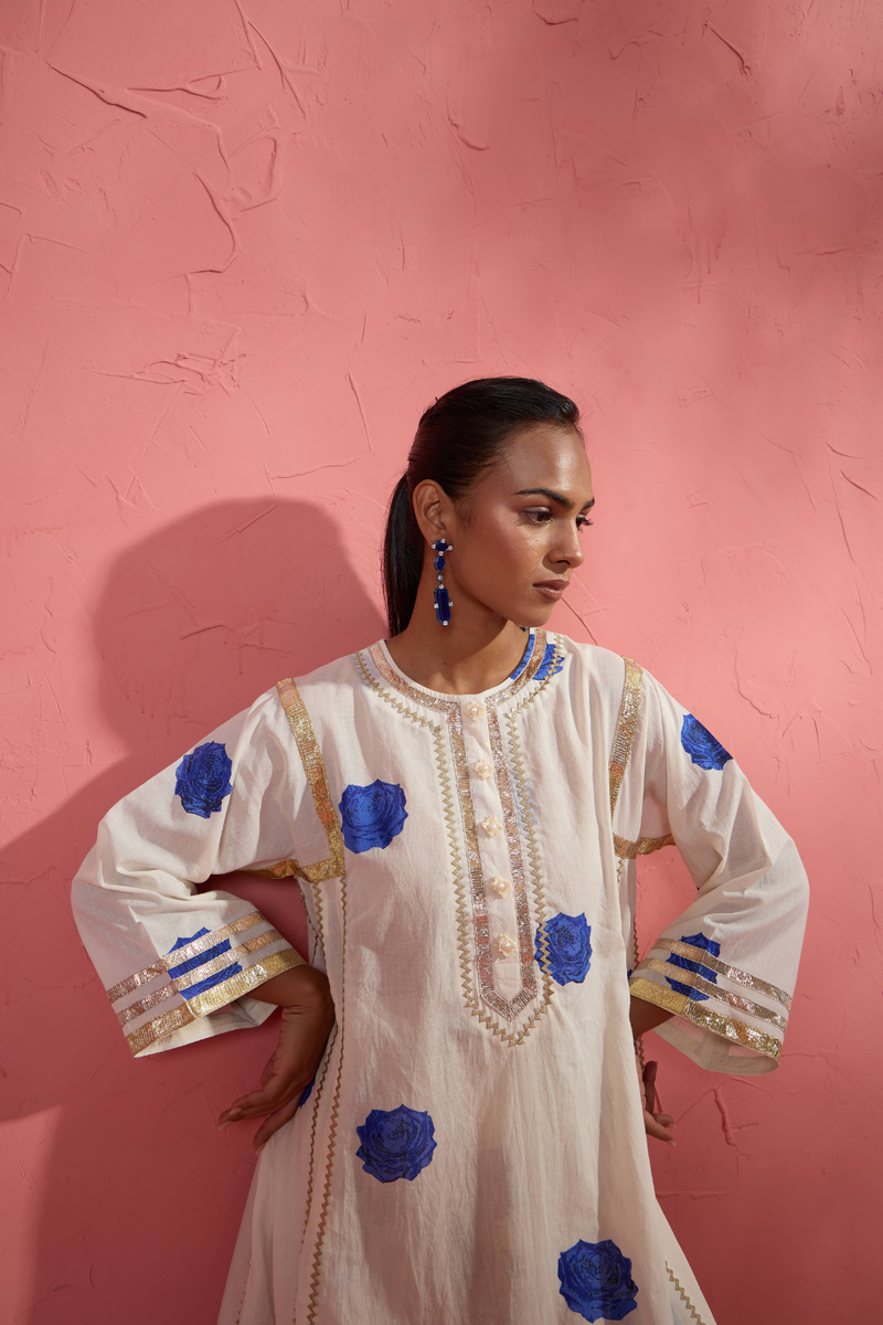 Fi Rose Gota Set cotton cambric light kurta set by AAVIDI in multicolor for women Worldwide