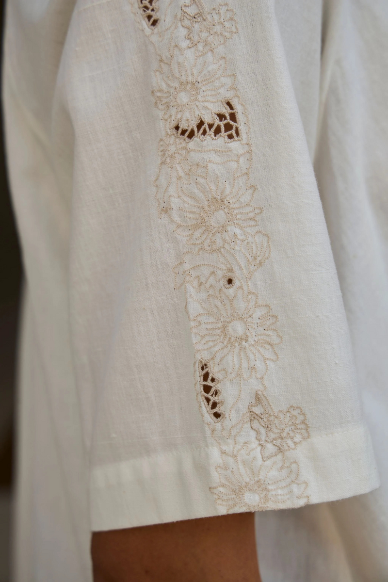 Bheer Handwoven Embroidered Top cotton by The Summer House in white color for women Worldwide