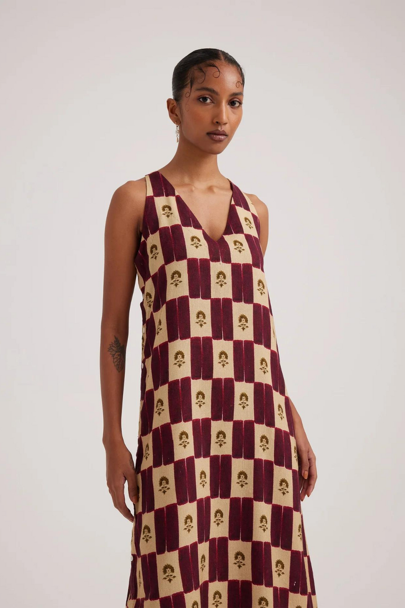Zen Dress-Stamp Checks rayon by CORD for women Worldwide