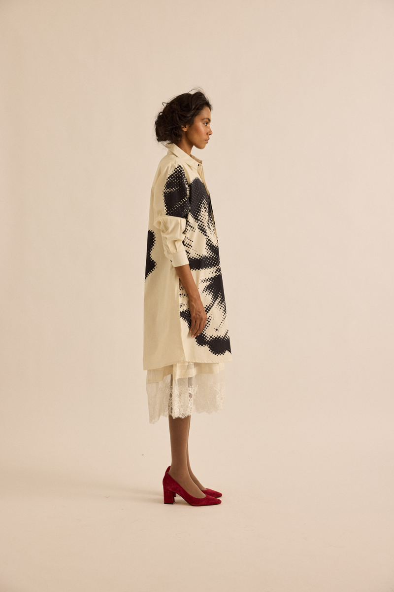 Baccara Shirt Dress poplin dress by Khara Kapas in off-white for women Worldwide