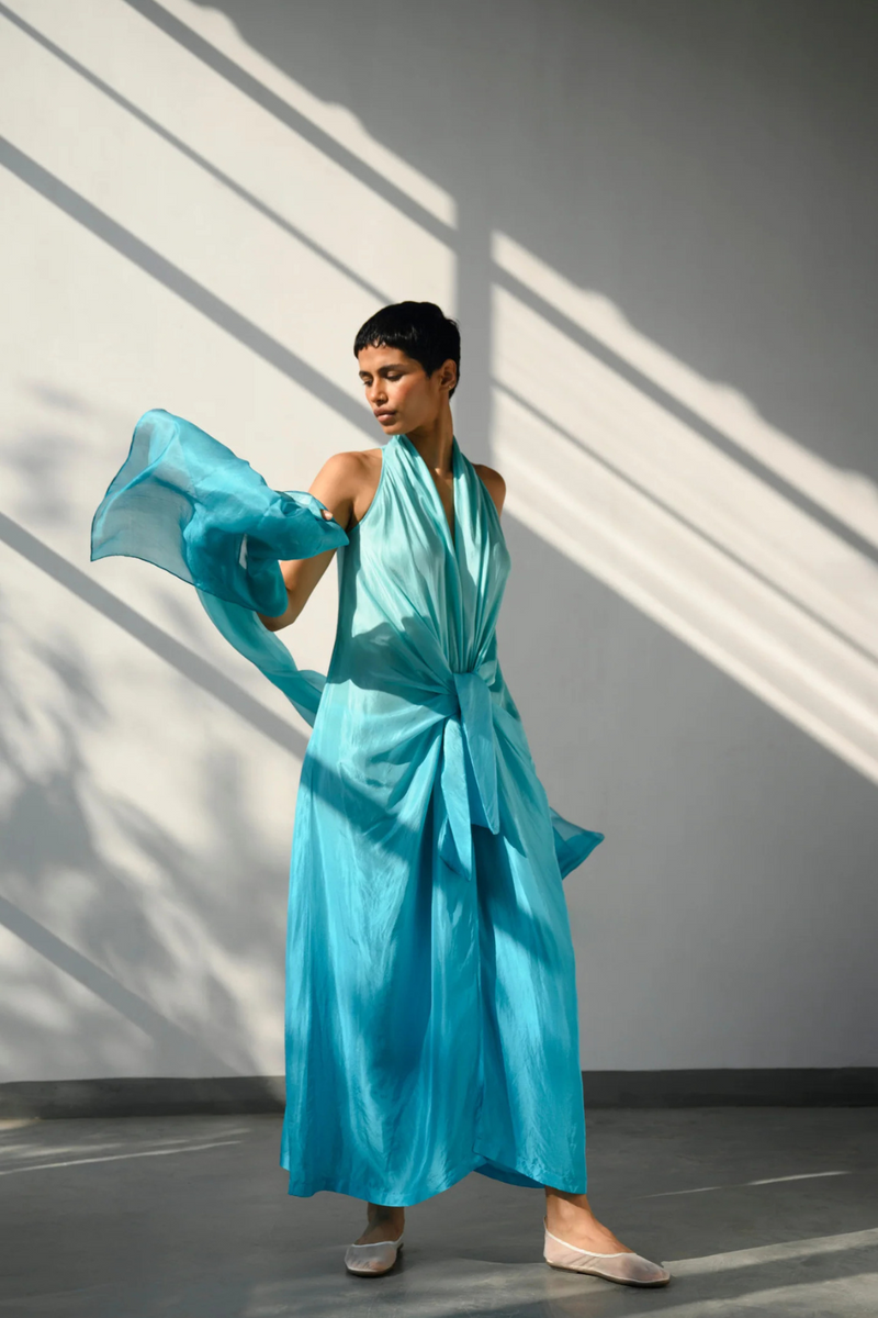 SOLANA OMBRE KNOTTED DRESS silk by Ituvana for women Worldwide