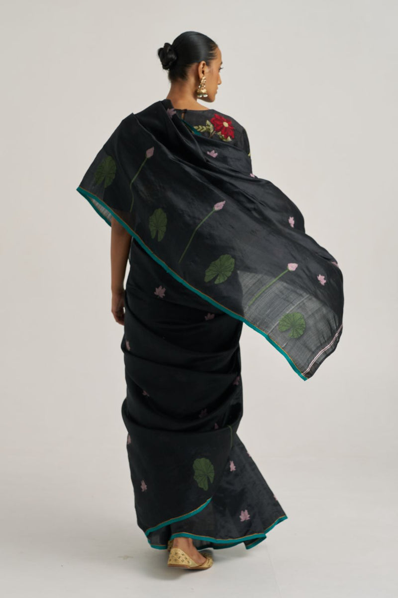 Vani Sari silk by Suparna Som in black color for women Worldwide