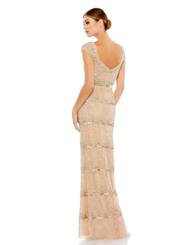 MD-9089 Straight Gown-Beige by Mac Duggal in beige color for women Worldwide