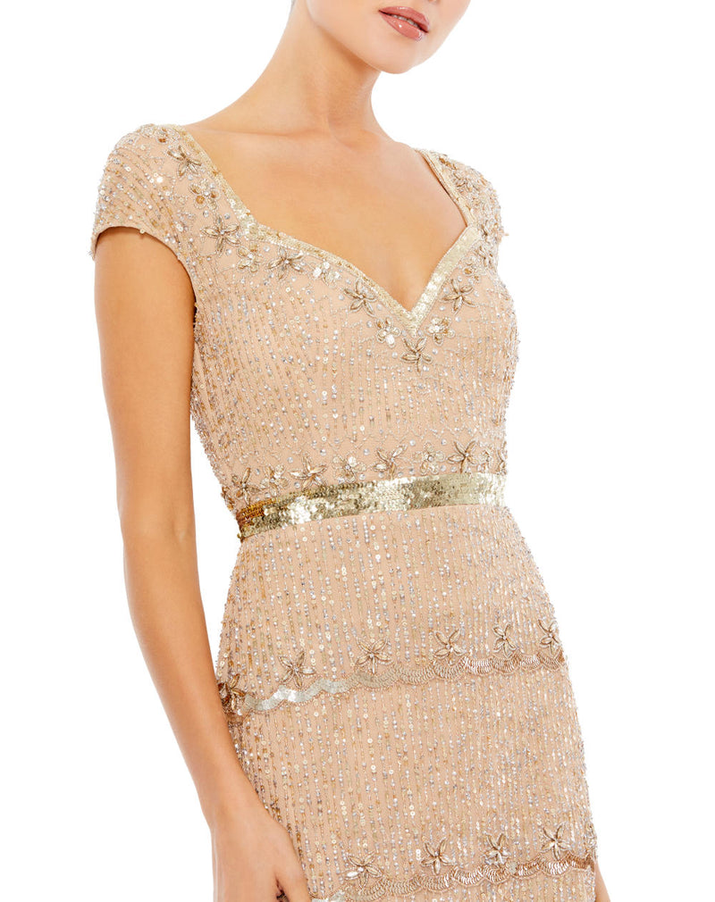 MD-9089 Straight Gown-Beige by Mac Duggal in beige color for women Worldwide