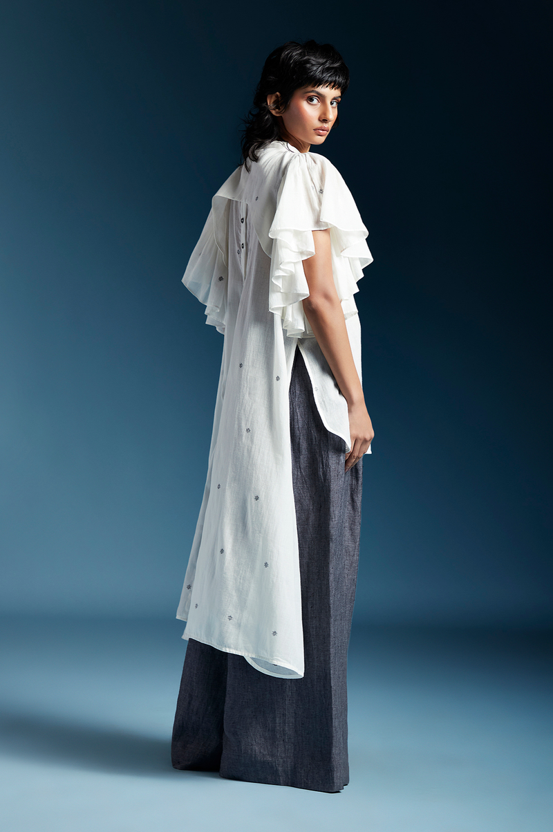 Aliza Shirt-White cotton by Chola in white color for women Worldwide