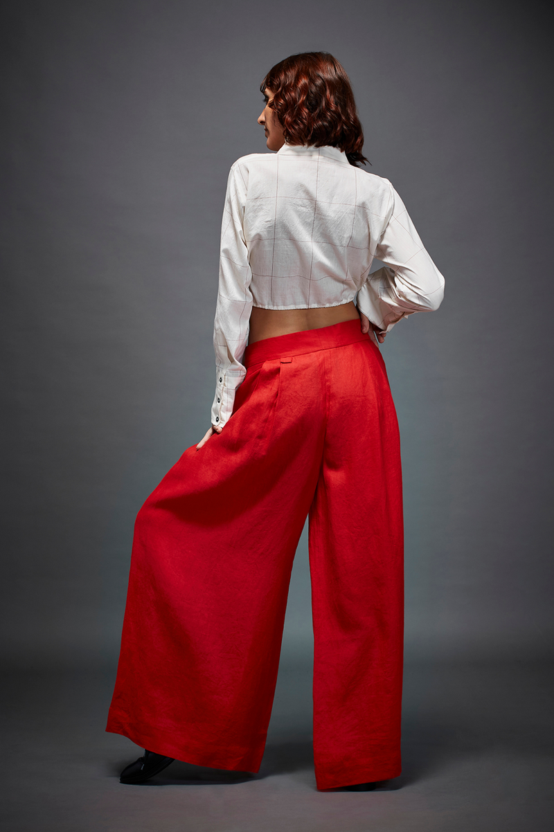 LIZ TROUSER by Chola in red color for women Worldwide