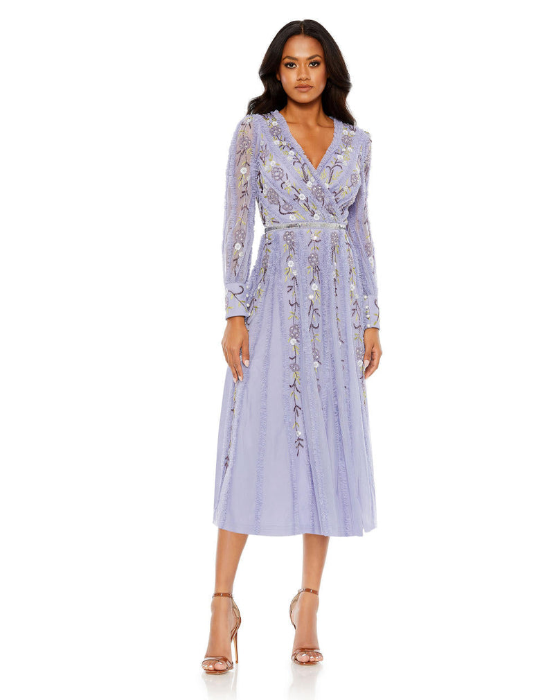 MD-9133 Midi Dress-Purple by Mac Duggal in purple color for women Worldwide