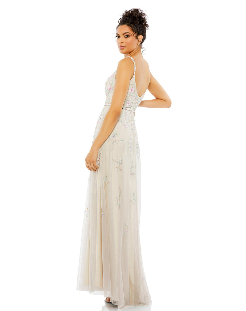 MD-9141 Strappy Long Gown-Beige by Mac Duggal in beige color for women Worldwide